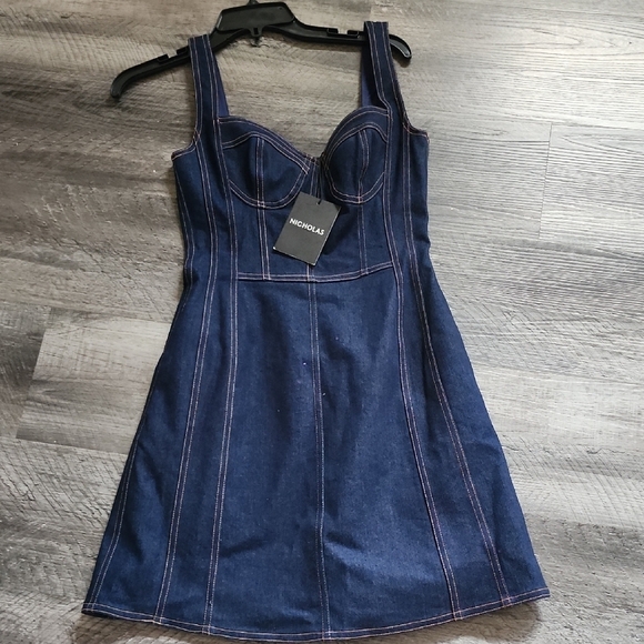 Nicholas Alina Sleeveless Indigo Mini Dress Size 4 With Panels - Picture 8 of 8